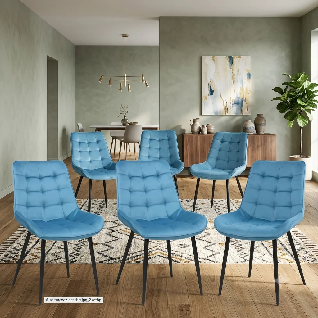 Scaune 6 bucăți Turcoaz Deschis — imagine 1