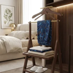 Pantaloni Pijama Damă 100% Bumbac, Imprimeu Natură / Conuri de Brad, Croială Lejeră cu Șnur și Buzunare, Albastru