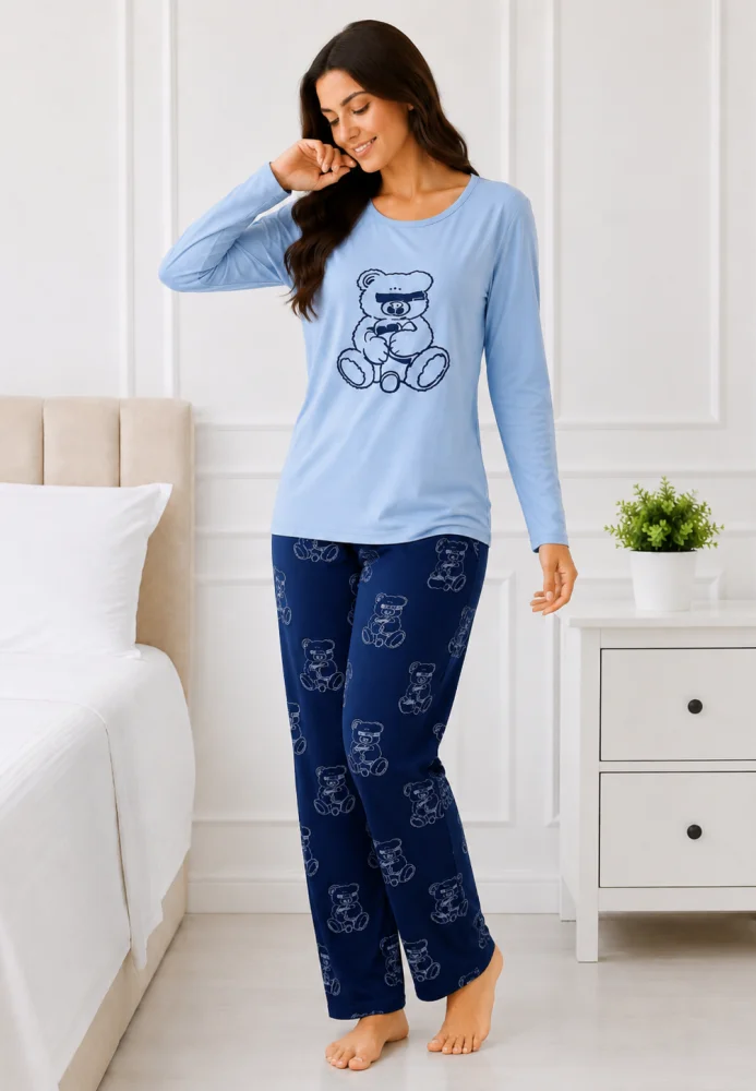 Pijama de Damă Confortabilă cu Imprimeu Ursuleț
