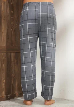 Pantaloni de Pijama Bărbați, Gri cu Alb