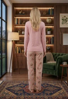 Pijama dama maneca lunga pantalon lungi  ursuluti