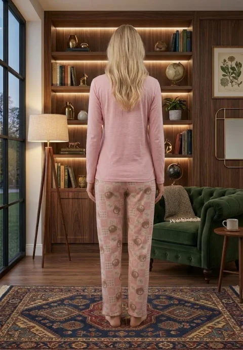 Pijama dama maneca lunga pantalon lungi  ursuluti
