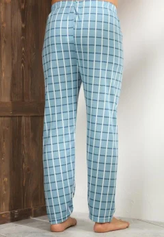 Pantaloni de Pijama Bărbați, Turcoaz cu Alb
