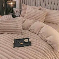 Lenjerie de Pat Cocolino cu Blăniță tip Iepuraș – 4 Piese, Cu Elastic,Nud