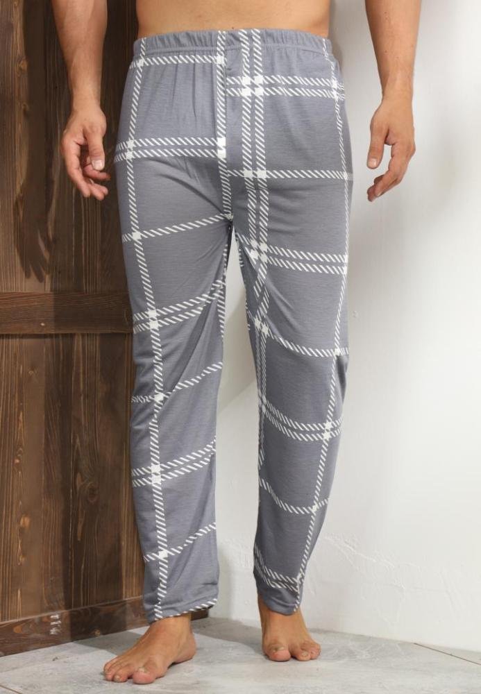 Pantaloni de Pijama Bărbați, Gri, cu Dungi