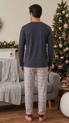 Pijamale de Crăciun pentru Bărbați, Merry Christmas cu Moș Crăciun, GrBluemarin/Multicolor