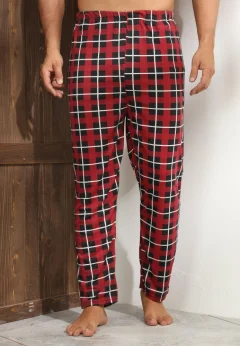 Pantaloni de Pijama Bărbați, Roșu cu Alb