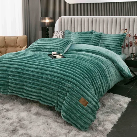 Lenjerie 4 Piese cocolino, Blăniță Shorthair, cu Elastic Perimetral,verde — imagine 1