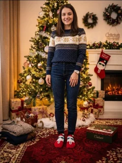 Șosete Festive de Crăciun pentru Cuplu / Familie, Damă și Bărbat, Motive de Sărbători,2/set