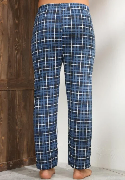 Pantaloni de Pijama Bărbați, Bleumarin cu Alb — imagine 3