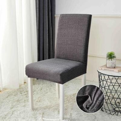 Huse Elastice pentru Scaune, Set 6 Piese, cu Elastic,Gri inchis