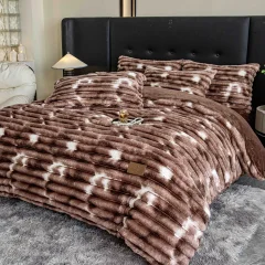 Lenjerie de Pat Cocolino cu Blăniță tip Iepuraș,multicolor – 4 Piese, Cu Elastic