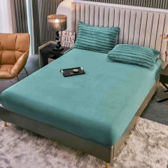 Lenjerie 4 Piese cocolino, Blăniță Shorthair, cu Elastic Perimetral,verde