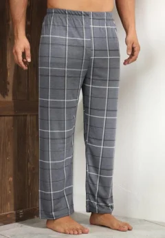 Pantaloni de Pijama Bărbați, Gri cu Alb