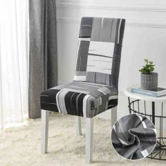 Huse Elastice pentru Scaune, Set 6 Piese, cu Elastic Gri