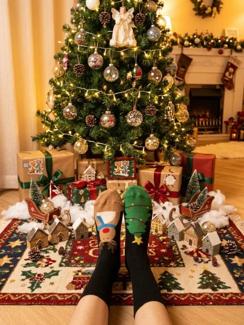 Sosete festive de Crăciun pentru damă, set 2 perechi