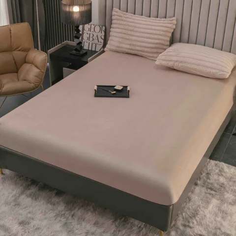 Lenjerie de Pat Cocolino cu Blăniță tip Iepuraș – 4 Piese, Cu Elastic,Nud — imagine 2