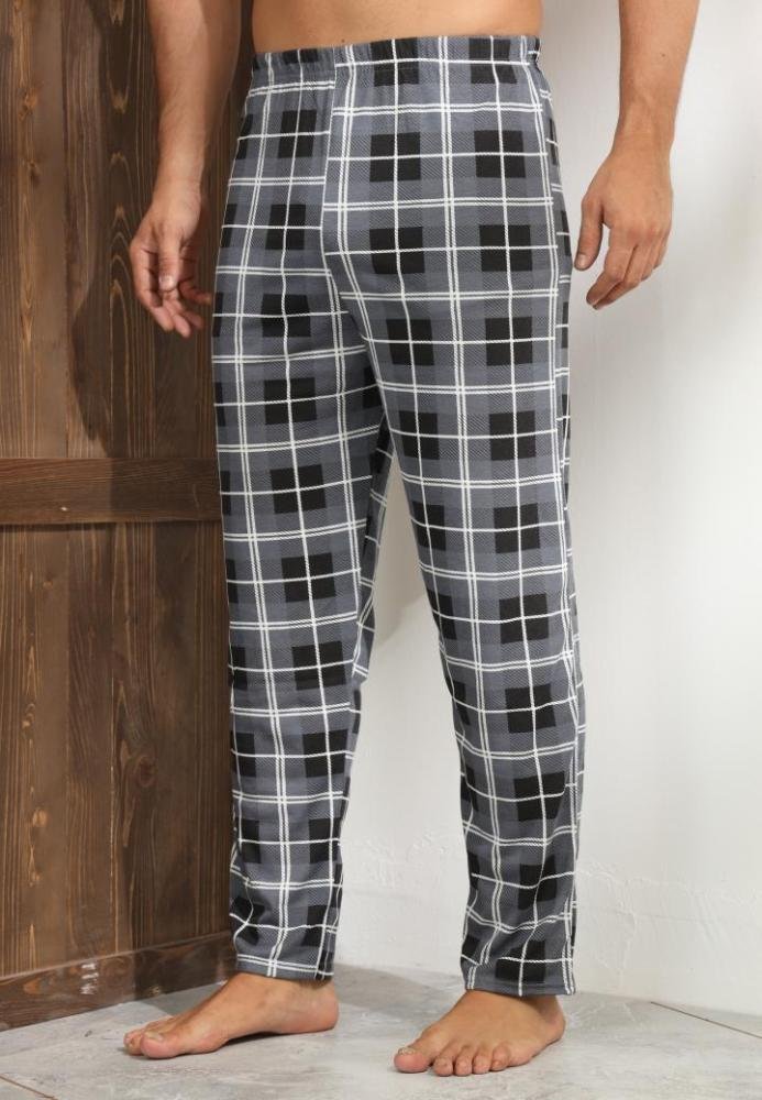 Pantaloni de Pijama Bărbați, Gri Închis cu Negru