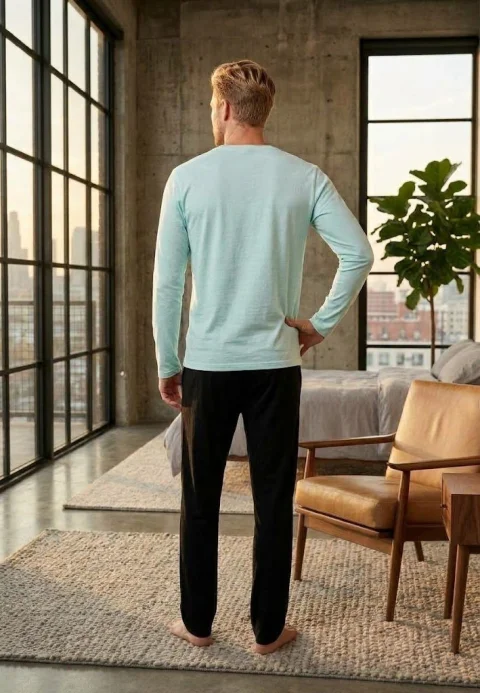 Pijama barbati MASTERED, cu maneca lunga si pantaloni lungi — imagine 2