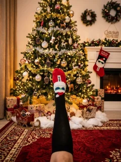 Șosete Festive de Crăciun pentru Cuplu / Familie, Damă și Bărbat, Motive de Sărbători,2/set