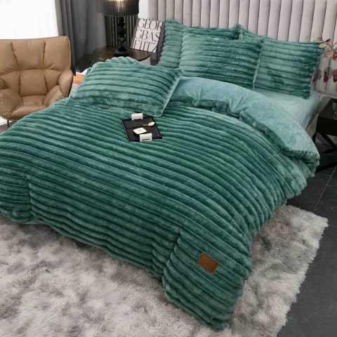 Lenjerie 4 Piese cocolino, Blăniță Shorthair, cu Elastic Perimetral,verde — imagine 4