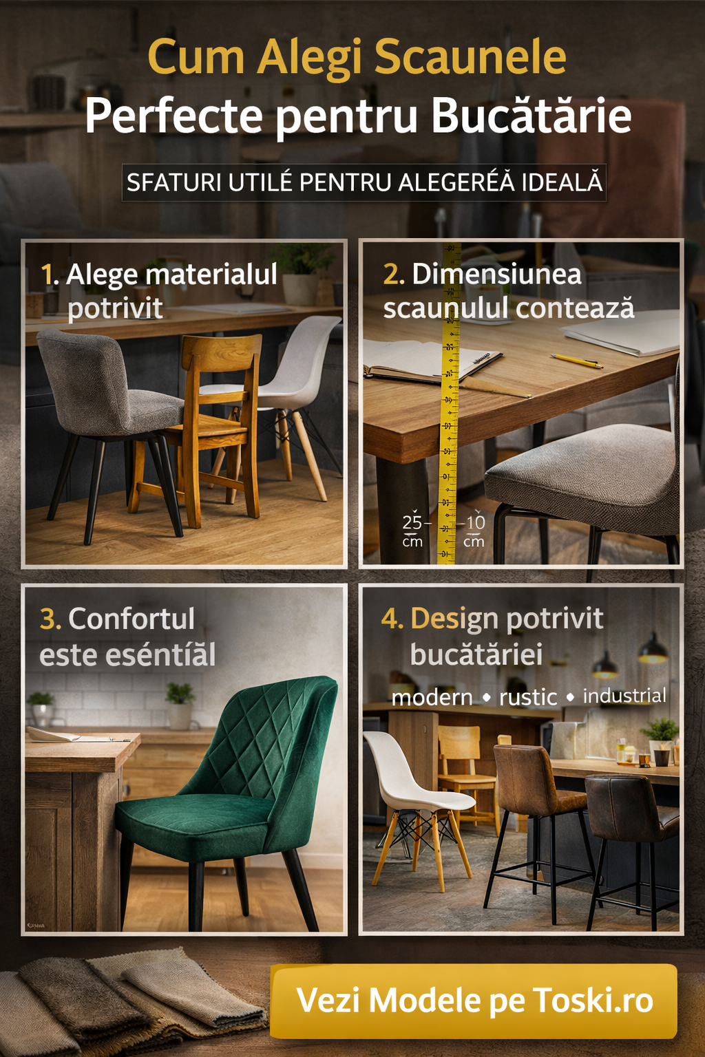 Cum alegi scaunele perfecte pentru bucătărie