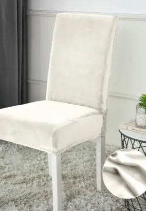 Huse Scaun din Catifea Set 6 Bucăți, Alb