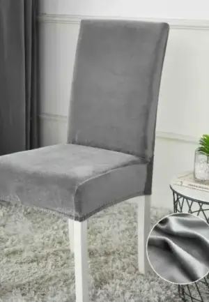 Huse Scaun din Catifea Set 6 Bucăți, Gri