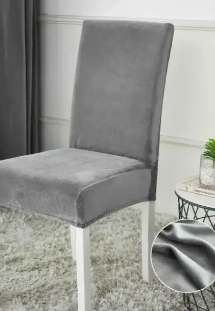 Huse Scaun din Catifea Set 6 Bucăți, Gri