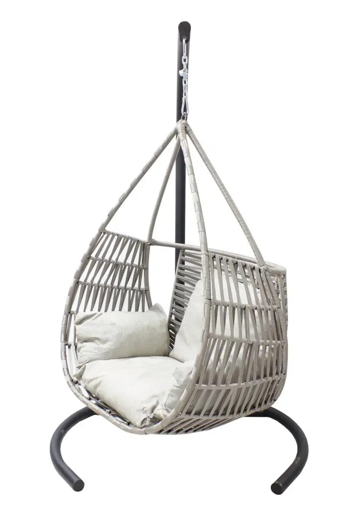 Leagăn Grădină Damlan Poliester Gri cu Pernă Tapițată