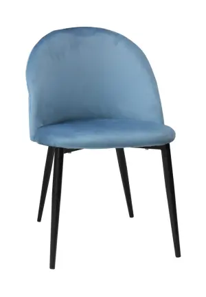 Scaun Bella Albastru cu Picior Negru din Textil