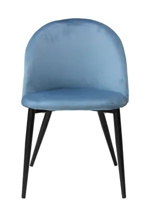 Scaun Bella Albastru cu Picior Negru din Textil