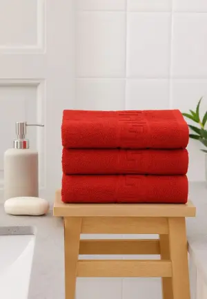 Prosoape Bumbac Set 3 Bucăți, 50×90 cm, 500 g – Roșu