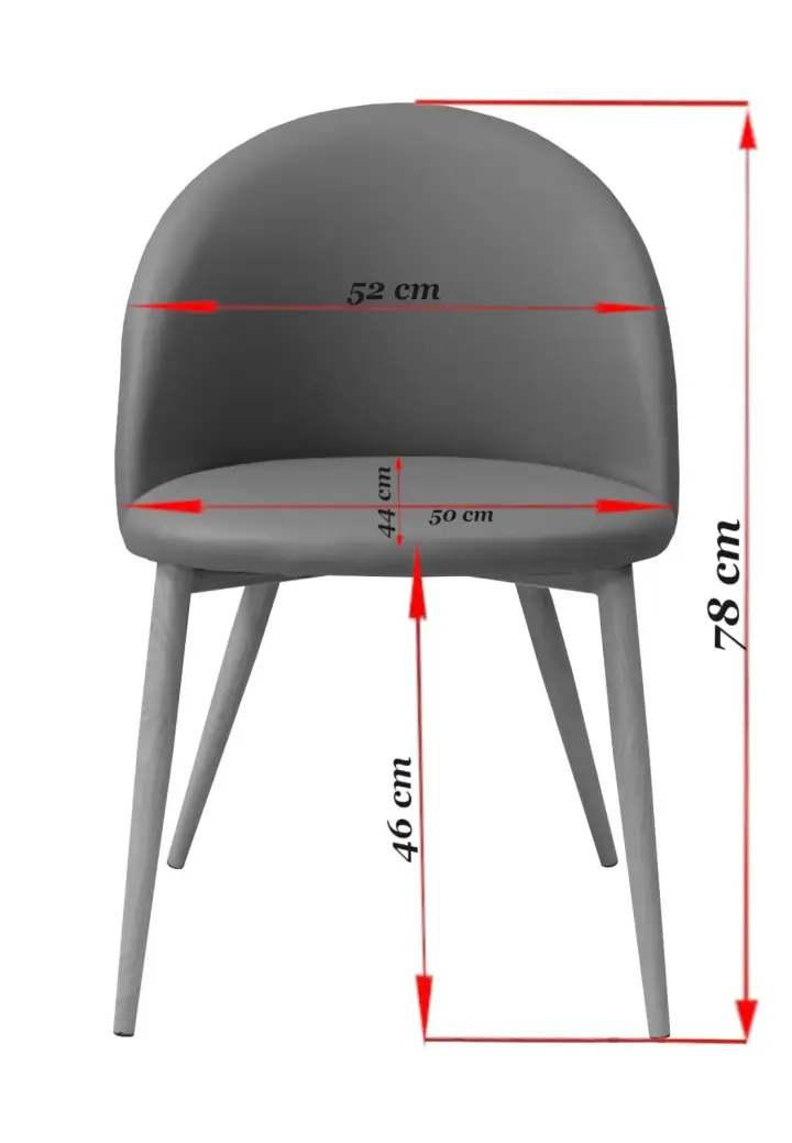 Scaun Bella Gri cu Picior Negru din Textil