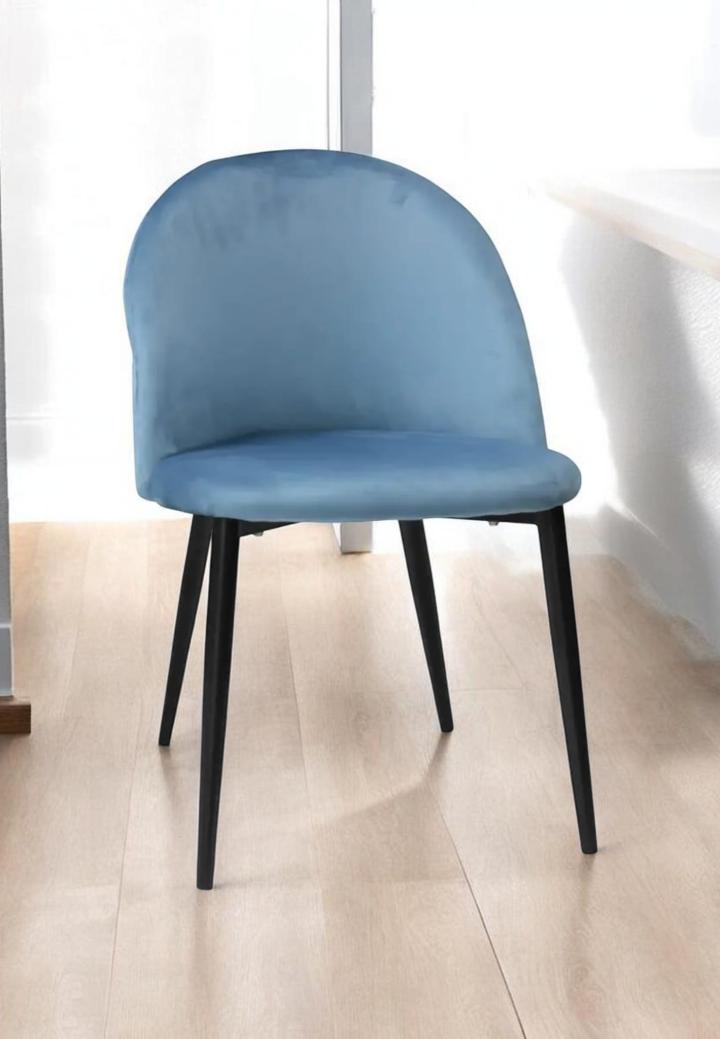 Scaun Bella Albastru cu Picior Negru din Textil