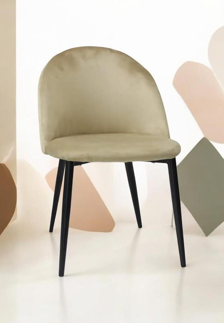 Scaun Bella Crem cu Picior Negru din Textil