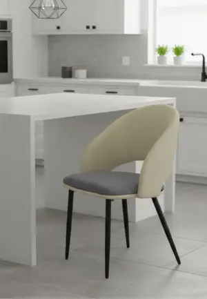 Scaun Magnus Crem Gri Piele Ecologică, Textil