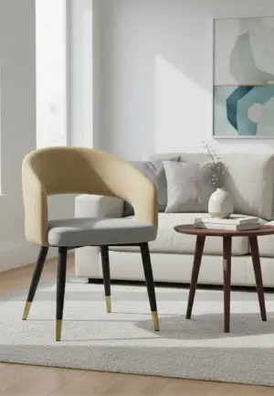 Scaun Monaco Gri Bej din Catifea Babyface