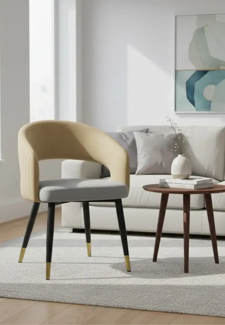 Scaun Monaco Gri Bej din Catifea Babyface