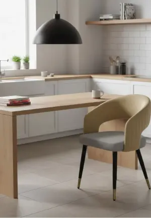 Scaun Monaco Gri Bej din Catifea Babyface