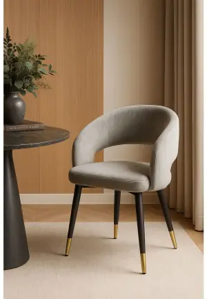 Scaun Monaco Gri din Catifea Babyface