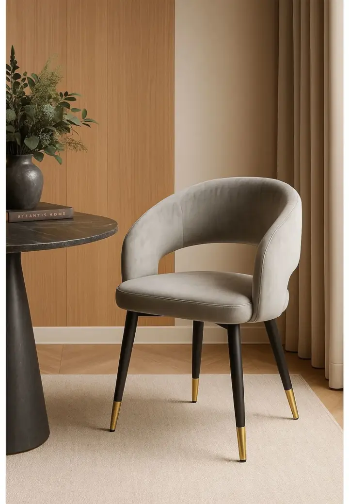 Scaun Monaco Gri din Catifea Babyface