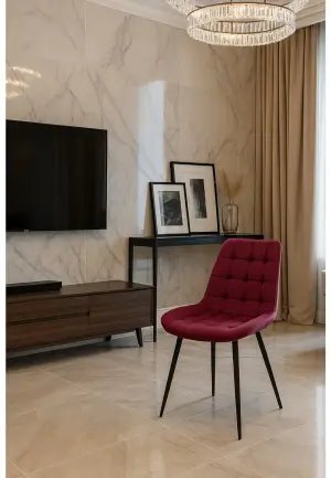 Scaun Onix Bordo din Catifea Babyface