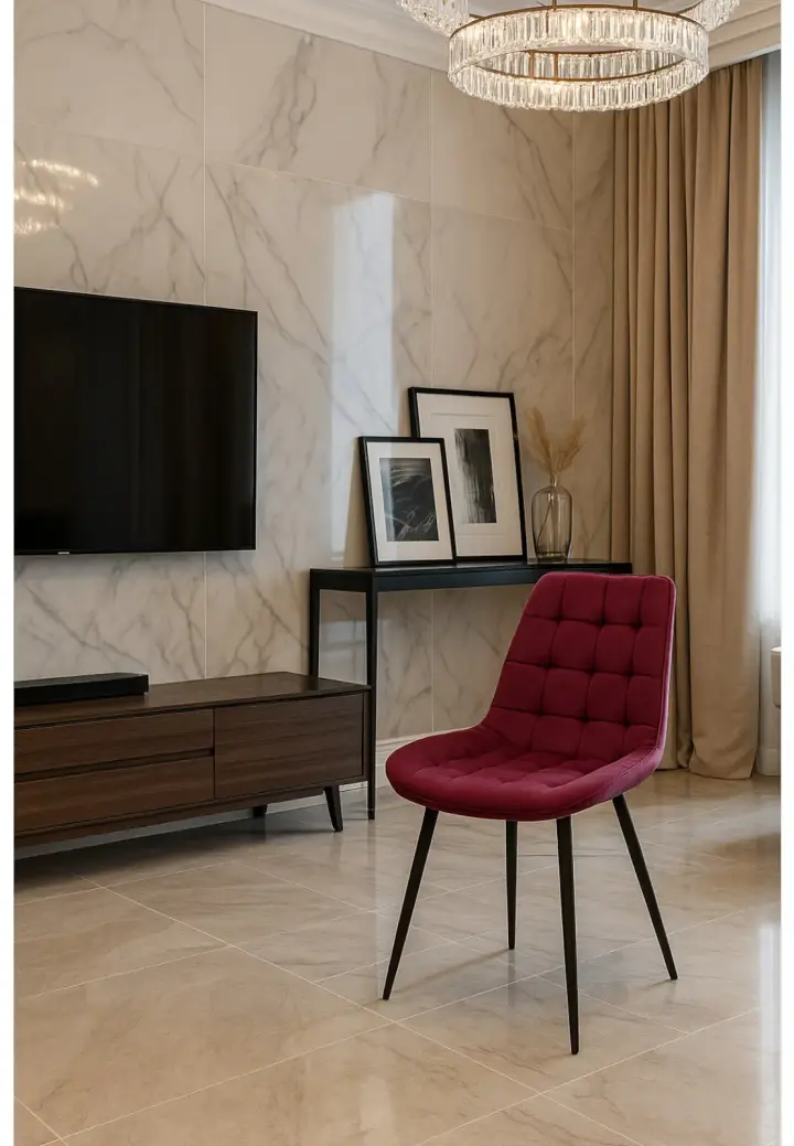 Scaun Onix Bordo din Catifea Babyface