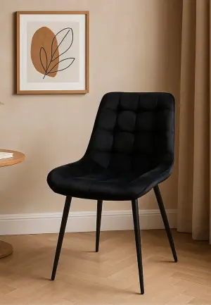 Scaun Onix Negru din Catifea Babyface