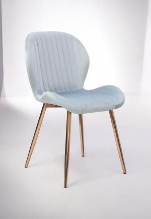 Scaun Opal Gri Deschis cu Picioare Gold Rose – Catifea Babyface