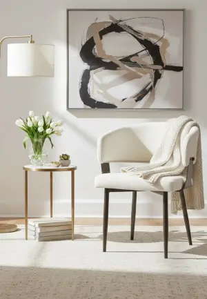 Scaun Ryga Crem cu Tapițerie Textilă