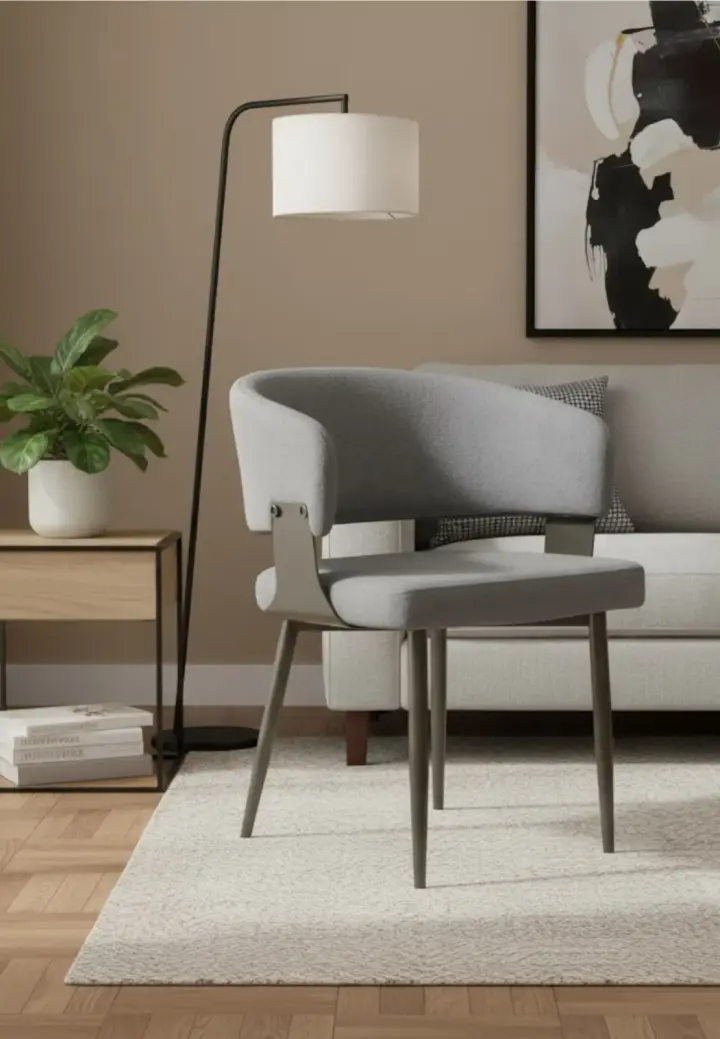 Scaun Ryga Gri cu Tapițerie Textilă