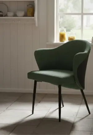 Scaun Titan Verde Negru, Piele Ecologică și Textil