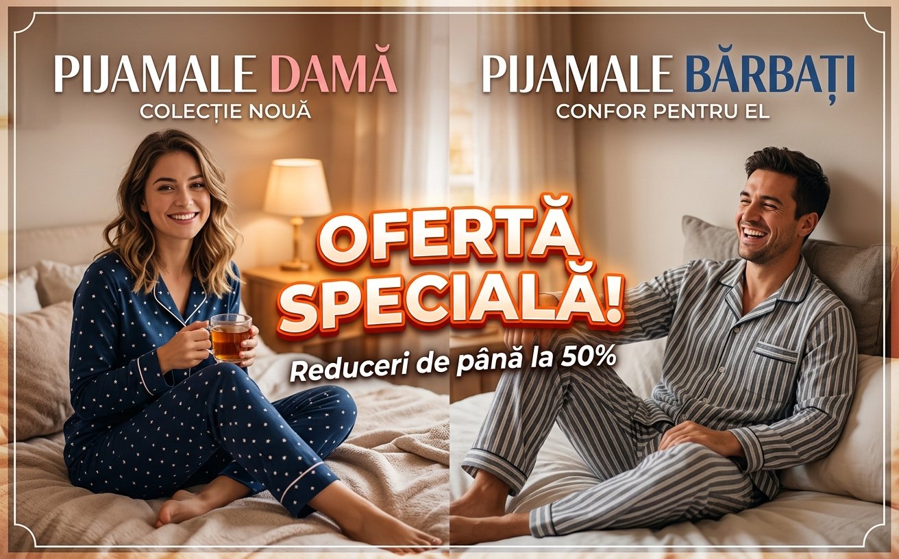 Ofertă Specială la Pijamale Damă și Bărbați – Doar 49,94 Lei!